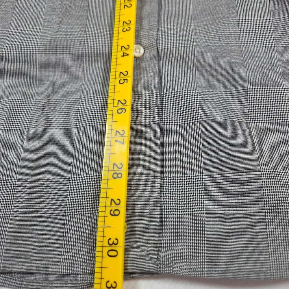 Polo Ralph Lauren Mens Classic Fit Glen Plaid Button Down Shirt Grey White Med